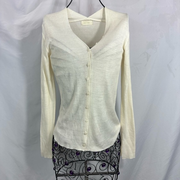 DA:Owl cream ribbed cardigan size S - Picture 1 of 6